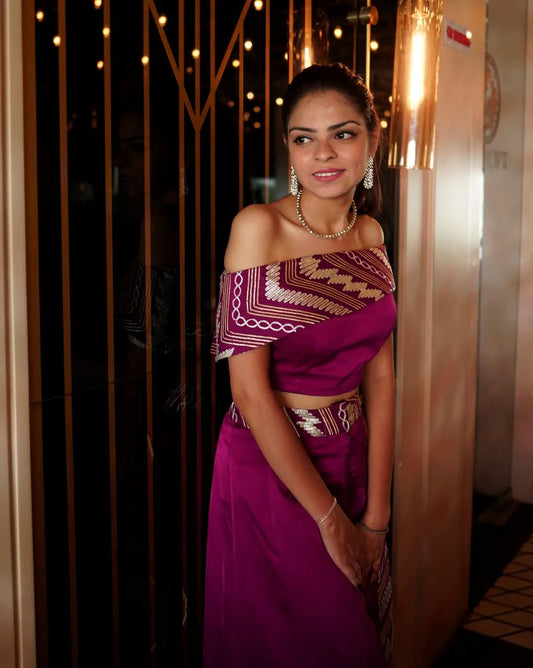 Regal Gleam Off-Shoulder Jumpsuit