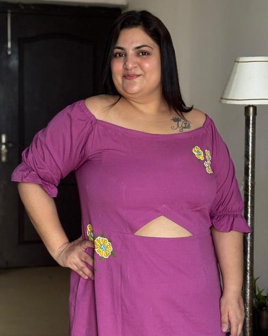 Orchid Radiance Cut-Out Midi Dress