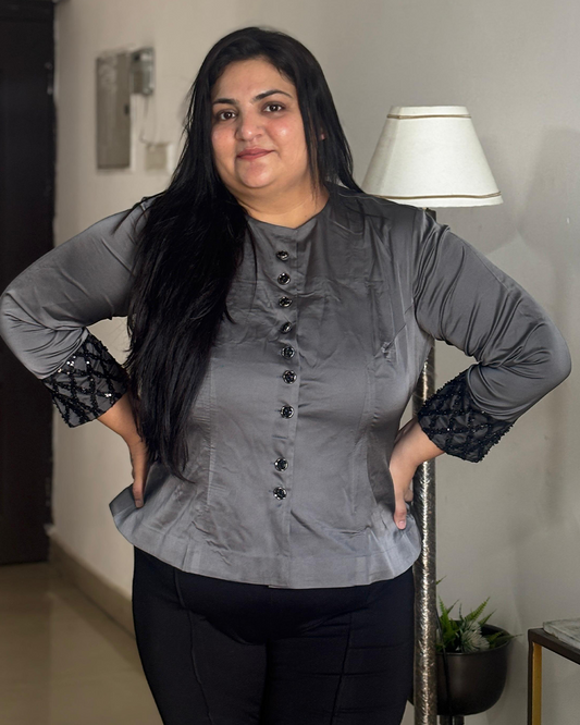 Moonlit Luxe hand work Satin Top