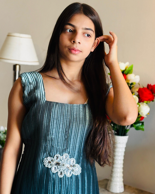 Midnight Ripple Pleated Dress