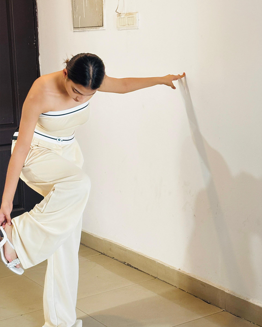 Luxe Cream Co-ord Set with Contrast Trim