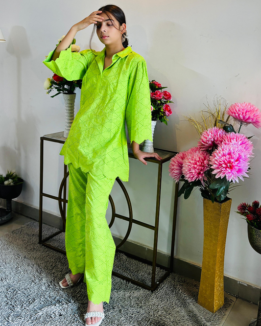 Lime Luxe Eyelet Co-ord Set