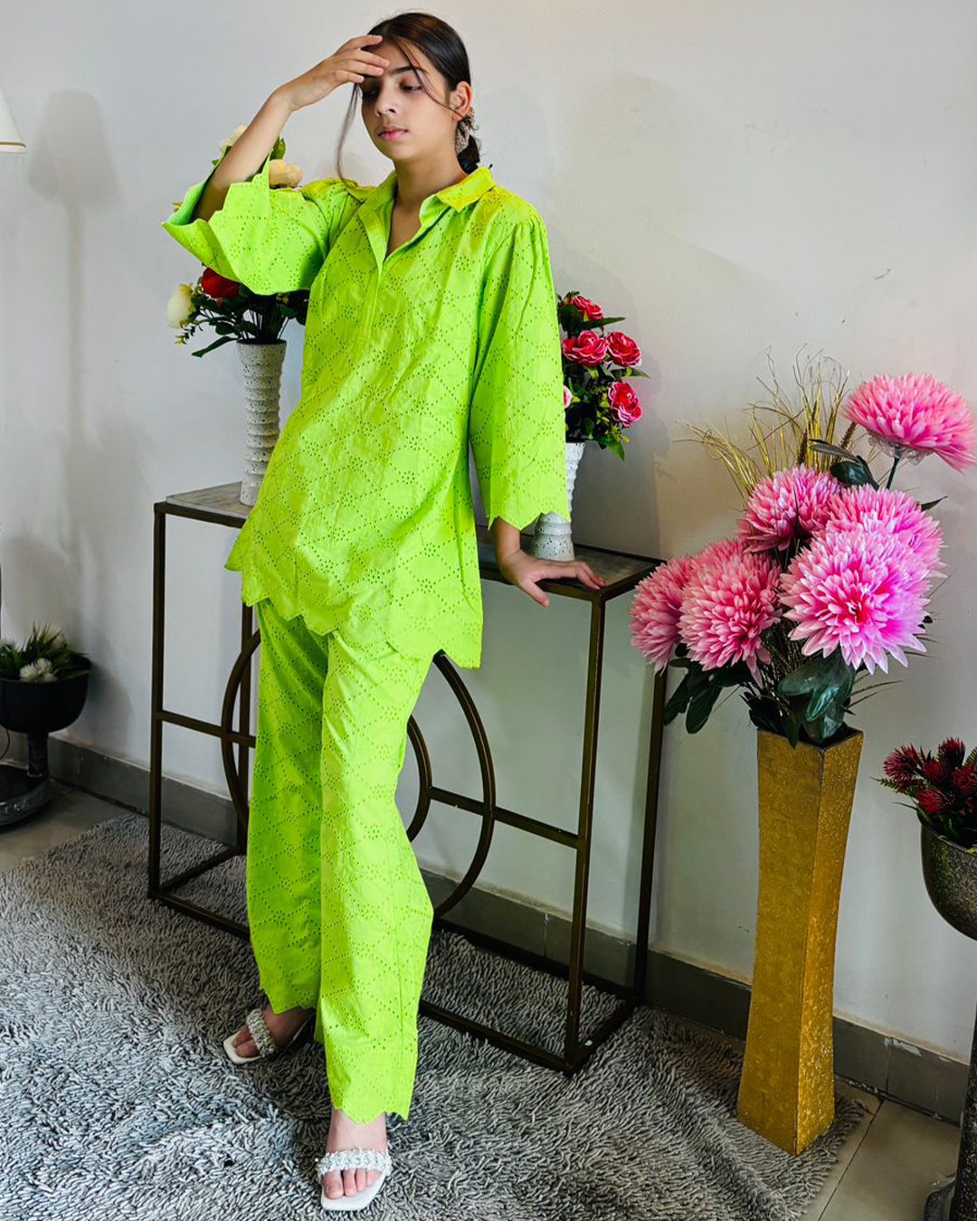 Lime Luxe Eyelet Co-ord Set