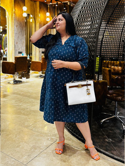 Indigo Cotton Kurti Dress