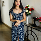 Midnight Blossom Front-Slit Dress
