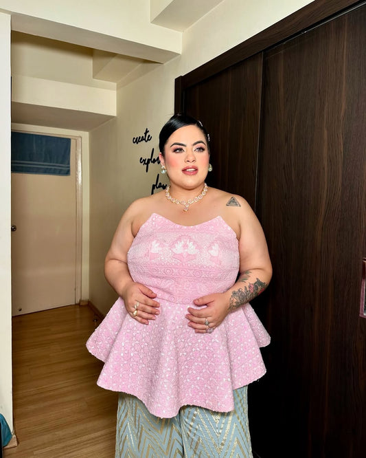 Blush Lotus Peplum Ensemble
