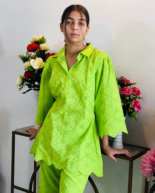 Lime Luxe Eyelet Co-ord Set