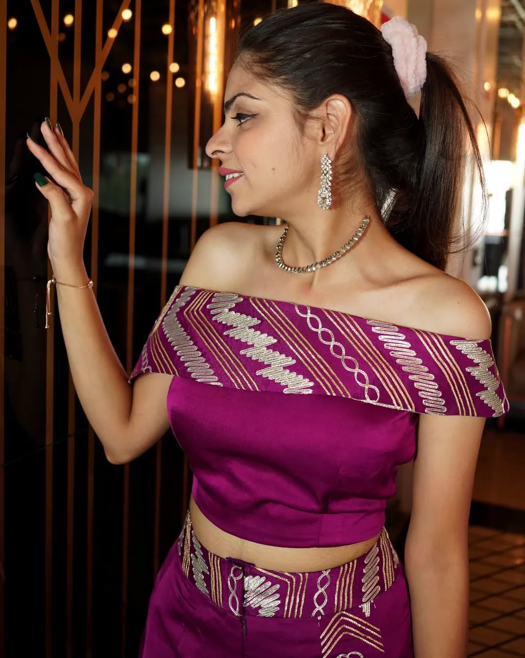 Regal Gleam Off-Shoulder Jumpsuit