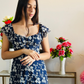 Midnight Blossom Front-Slit Dress