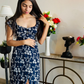 Midnight Blossom Front-Slit Dress